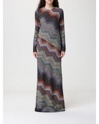 Missoni - Long Lurex Viscose Dress With Zig Zag Motif - Lyst