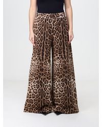 Dolce & Gabbana - Dolce &Amp Gabbana Animalier Print Fleece Cotton Wide-Leg Trousers - Lyst