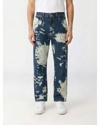 Vivienne Westwood - Abstract Print Bleached Denim Wide-Leg Jeans - Lyst