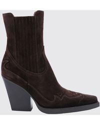 Paris Texas - Dallas Suede Western Ankle Boots With High Flared Heel - Lyst