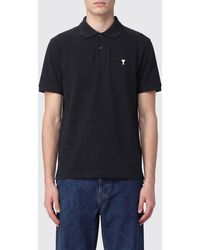 Ami Paris - Cotton Short-Sleeved Polo Shirt With Embroidered Logo - Lyst