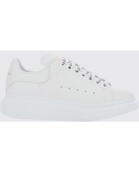 McQueen - Oversize Calf Leather Sneakers With Contrasting Heel And Laminated Logo - Lyst