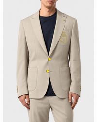Billionaire - Slim Fit Virgin Wool Blazer With Peak Lapels And Embroidered Crest - Lyst