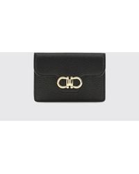 Ferragamo - Gancini Geldbörse Aus Genarbtem Leder Mit Schlüsselanhänger - Lyst