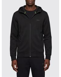 BOSS - Saggy Cotton Hoodie With Zip And Lettering Logo - Lyst