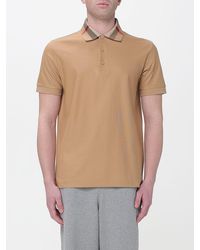 Burberry - Cotton Polo Shirt With Check Collar - Lyst