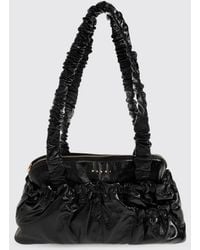 Marni - Ruched Calfskin Leather Shoulder Bag With Double Handle - Lyst