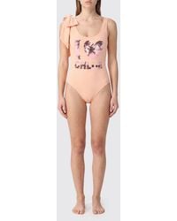 Chloé - Chlo&Eacute Slogan Print One-Piece Swimsuit With Bow Detail - Lyst