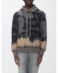 Laneus - Abstract-Pattern Wool And Mohair Knit Hoodie With Dropped Shoulders - Lyst