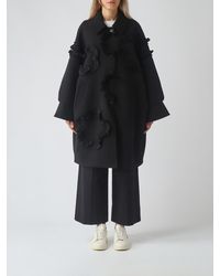 MEIMEIJ - Oversized Single-Breasted Wool Blend Coat With Floral Appliqué - Lyst