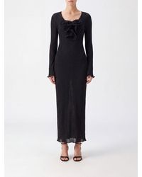 Magda Butrym - Pleated Slim Fit Midi Dress With Flower Appliqué - Lyst