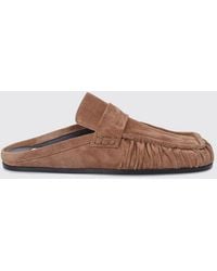 Jil Sander - Ruched Suede Mules With A Square Toe And Vamp Strap - Lyst