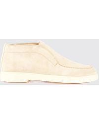 Santoni - Suede Chukka Ankle Boots With Round Toe And Rubber Sole - Lyst
