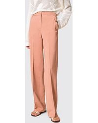 Twinset - Mid-Rise Wide Leg Twill Trousers With Concealed Closure - Lyst