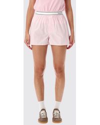 Sporty & Rich - Sporty &Amp Rich Striped Cotton Shorts With Logo-Embellished Elasticated Waistband - Lyst