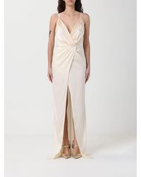 Elisabetta Franchi - Long Satin Dress With Sequins - Lyst
