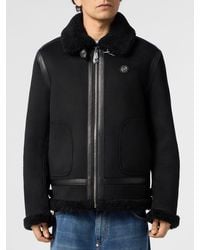 Philipp Plein - Faux Suede Jacket With Fur Collar - Lyst
