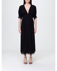 Twinset - Viscose Midi Sheath Dress With V-Neck And Short Sleeves - Lyst