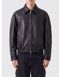 Tonywack - Lambskin Leather Bomber Jacket With Dropped Shoulders And Relaxed Fit - Lyst