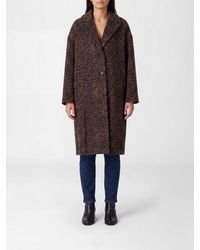 Golden Goose - Animal Print Wool Blend Long Coat With Dropped Shoulders - Lyst