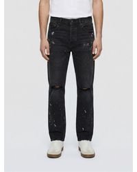 Purple - Knee Slit Paint Denim Jeans - Lyst