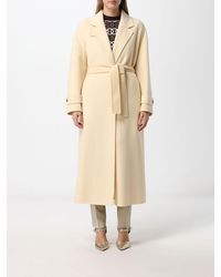Pinko - Long Wool Robe Coat With A Belt And Lapel Collar - Lyst