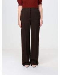 Twinset - Mid-Rise Wide Leg Twill Trousers With Concealed Closure - Lyst