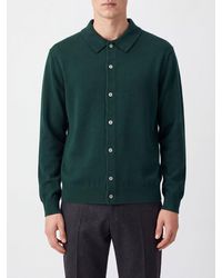 Aspesi - Long-Sleeved Knit Polo With A Ribbed Collar And Button Placket - Lyst