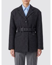 Ganni - Short Single-Breasted Belted Wool And Cashmere Coat - Lyst