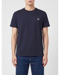 Fred Perry - Slim Fit Cotton Crew Neck T-Shirt With Embroidered Logo - Lyst