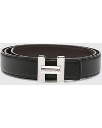 Hogan - Smooth Calf Leather Belt With H Monogram Buckle - Lyst