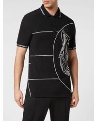 Philipp Plein - Slim Fit Short-Sleeve Cotton Polo With Printed Hexagon Logo - Lyst