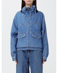 Loewe - Veste Courte En Denim De Coton Avec Col Montant Et Fermeture Zippée - Lyst