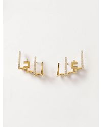Elisabetta Franchi - Brass Earrings With Set Rhinestones - Lyst