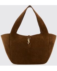 Saint Laurent - Le 5 À 7 Bea Suede Tote Bag With Ysl Monogram Buckle - Lyst