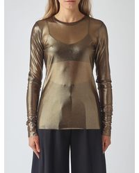 MEIMEIJ - Slim Fit Long-Sleeved Lamé T-Shirt With A Crew Neck - Lyst