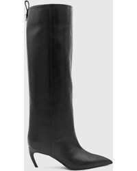 The Attico - Lea Smooth Leather Knee-High Boots With Curved Heel - Lyst