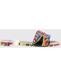 Dolce & Gabbana - Dolce &Amp Gabbana Sicilian Cart Print Rubber Slides With Dg Logo - Lyst