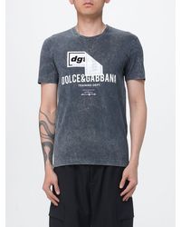 Dolce & Gabbana - Dolce &Amp Gabbana Slim Fit Cotton Crewneck T-Shirt With Contrast Logo Print - Lyst