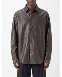 Fear Of God - Casual Smooth Leather Shirt With French Collar And Curved Hem - Lyst