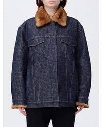 Fendi - Denim Jacket With A Fur Collar And Cuffs - Lyst