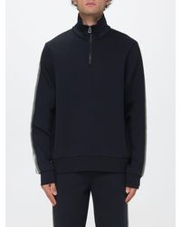 Paul Smith - Organic Cotton Zip Sweatshirt With High Neck And Side Bands - Lyst