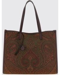 Etro - Paisley Cotton Canvas Tote Bag With Double Handles And Pegaso Logo - Lyst