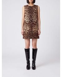 Dolce & Gabbana - Dolce &Amp Gabbana Animal Print Silk Mini Sheath Dress - Lyst