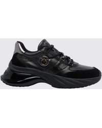 Pinko - Ariel Leather And Suede Sneakers With Applied Love Birds Logo - Lyst