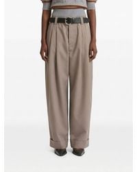 Marni - High-Waisted Wide Leg Cotton Trousers With Pleats - Lyst