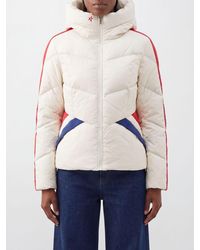 Perfect Moment - Hooded Abstract Print Cropped Puffer Jacket With Zip Closure - Lyst