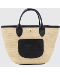 Longchamp - Xs Le Pliage Collection Raffia And Leather Bag - Lyst