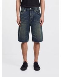 Purple - 5-Pocket Knee-Length Cotton Denim Shorts - Lyst