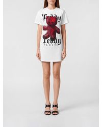 Philipp Plein - Slim Fit Teddy Bear Print T-Shirt Mini Dress With Rhinestones - Lyst